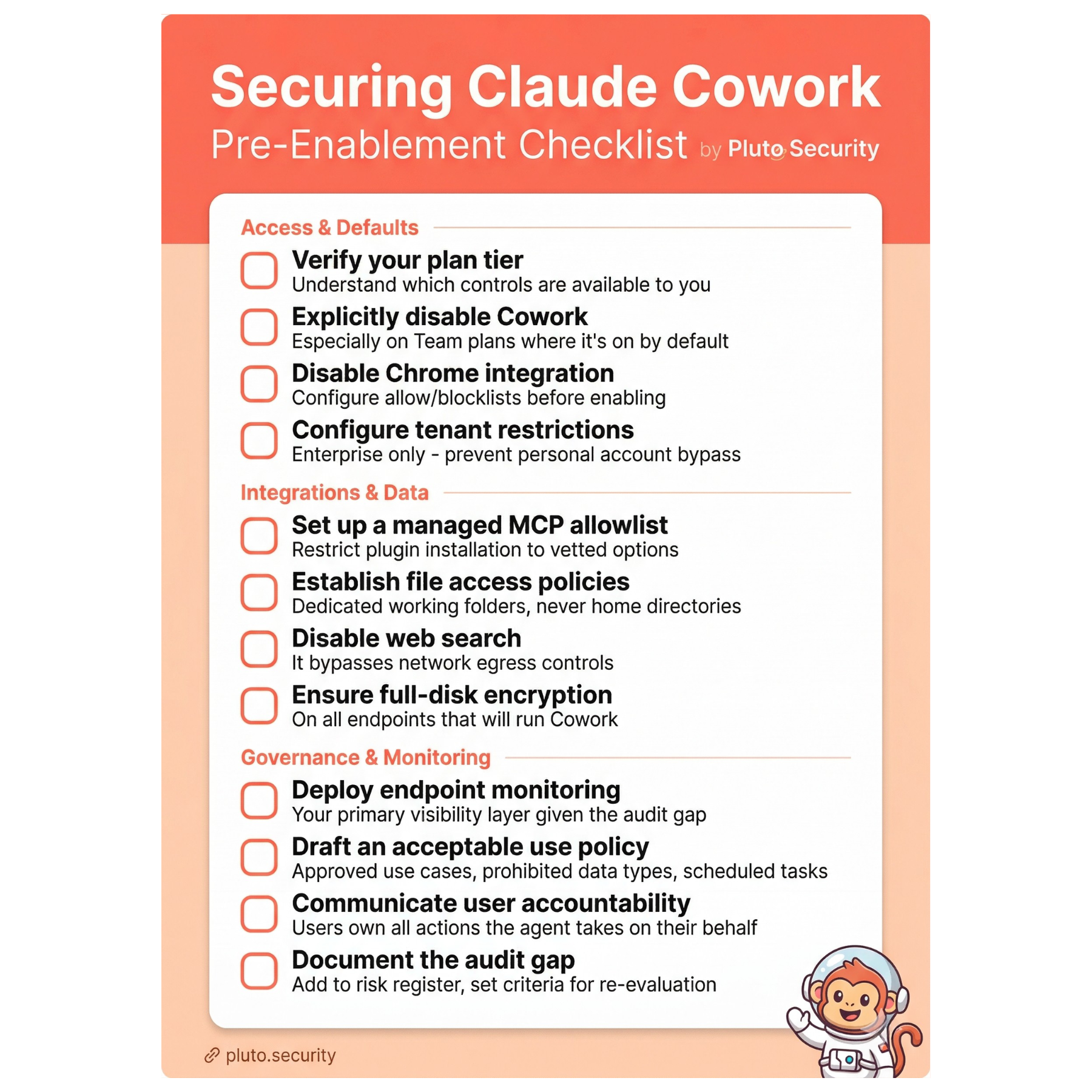 Securing Claude Cowork pre-enablement checklist