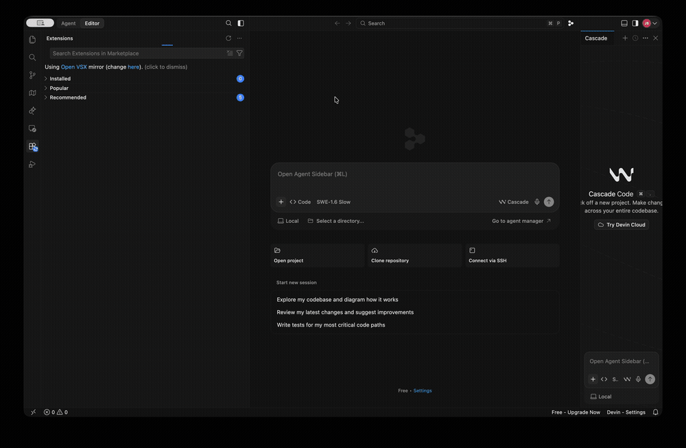 Extension auto-updating itself after import in Devin